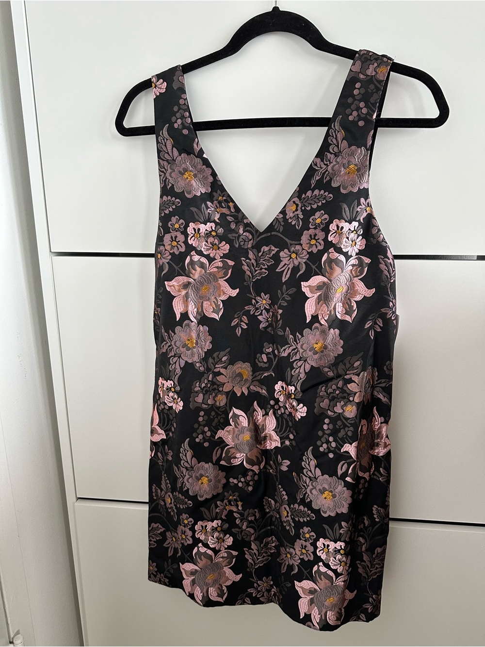 Urban Outfitters Black Mini Dress with Pink Floral Print